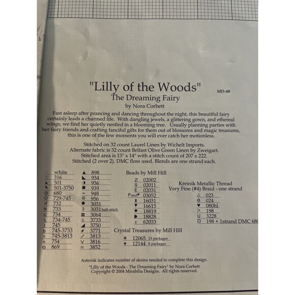 Mirabilia Cross Stitch Pattern - MD80 - Lilly of the Woods by Nora Corbett - Picture 5 of 5